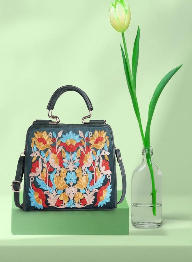 EVEDA Synthetic Leather Stylish Trendy Design Shoulder Crossbody Hobo Women Handbag, Green - Image 5